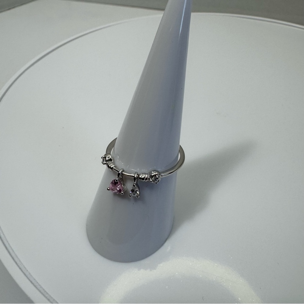 Heart Cut Zirconia Charm Design 925 Sterling Silver Ring - Picture 7 of 10